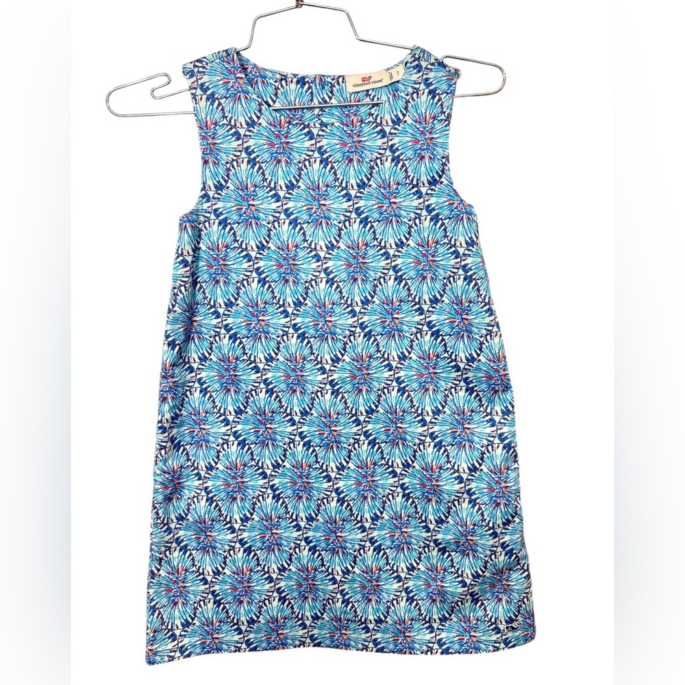 Vineyard Vines Colorful Blue Patterned Sleeveless Girls Dress Size 7